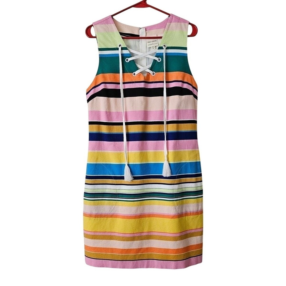 NWT Tracy Reese Anthropologie Costal Shift Dress Sz Small Striped Colorful $148